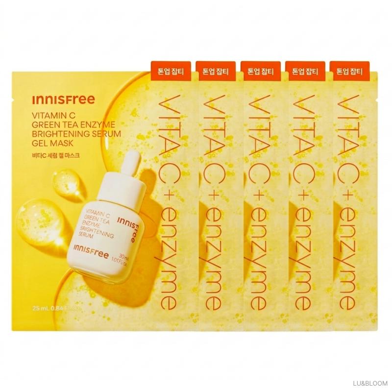 innisfree Vitamin C Green Tea Enzyme Brightening Serum Gel Mask 5 Sheets / 10 Sheets (+Free gift) 5 Sheets
