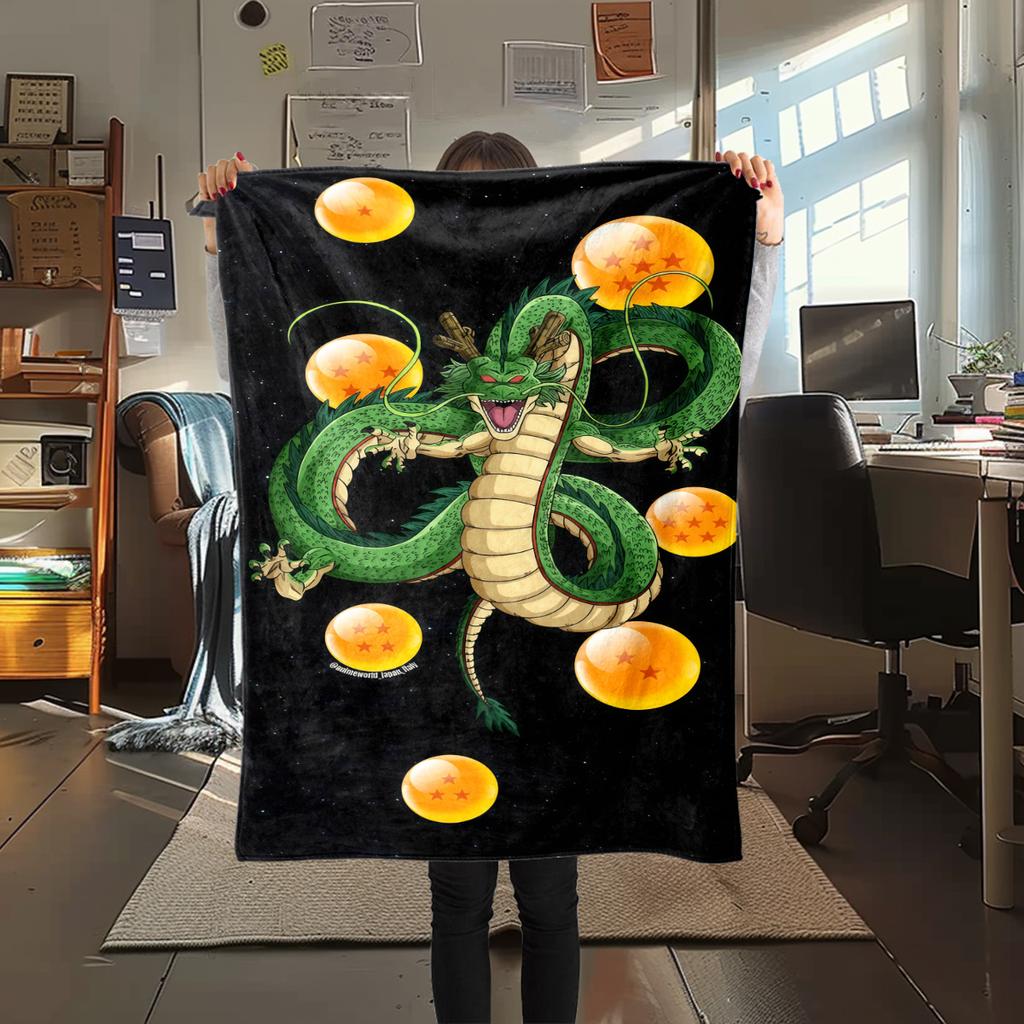1PC Shenron  Print Flannel Blanket, High quality All Seasons, Home Decor, Warmth and Comfort, Perfect for Christmas Gifts