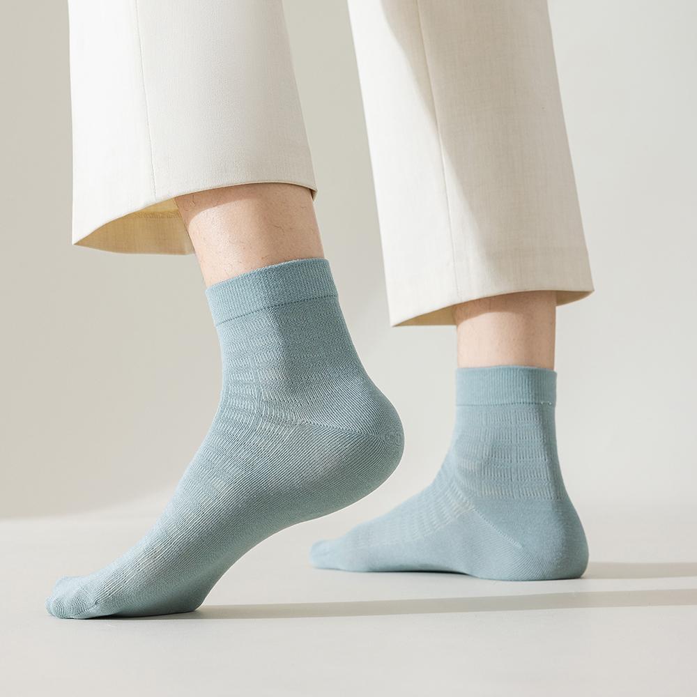 6 Pairs Men Summer Bamboo Fiber Socks Mesh Breathable Business Dress Fashion Solid Color Black White Anti Odor Moisture Wicking