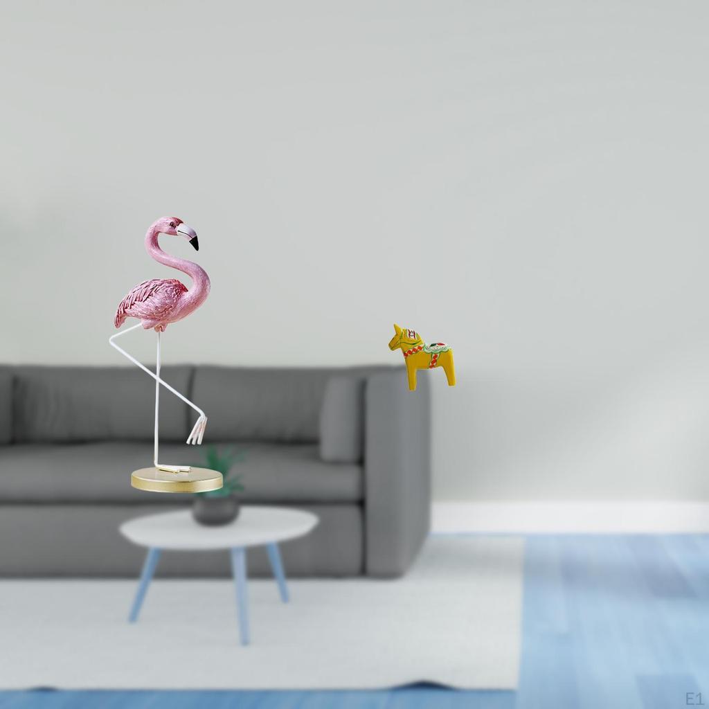 Flamingo Resin Statue Bird Sculpture Modern Art Garden Figurine Metal Stand Yard Pond Flowerbed