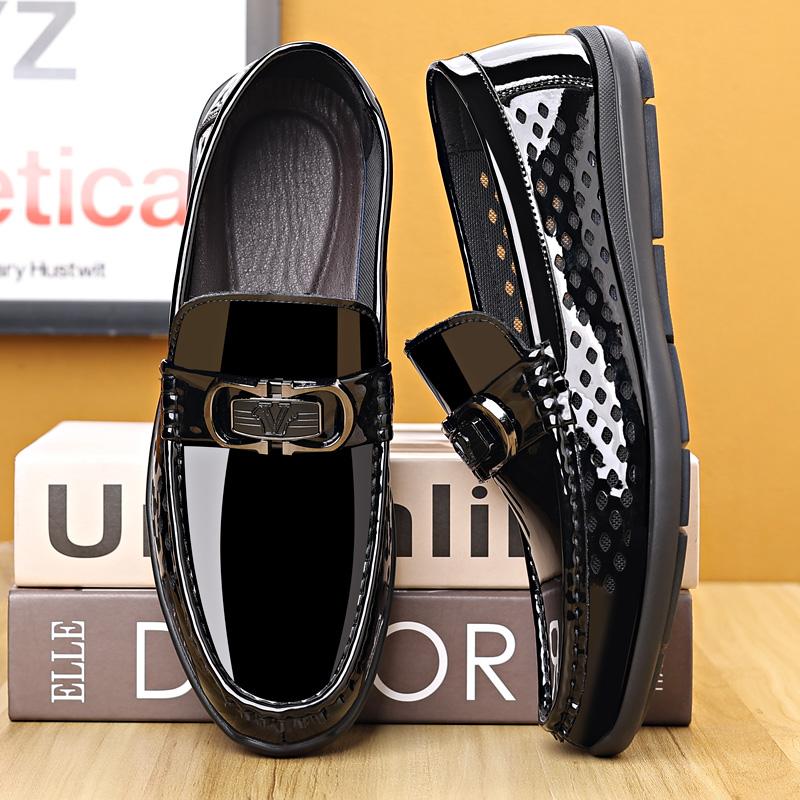Fashion Slip-on Walking Flats Male Breathable Loafers New Men Casual Shoes Luxury Wedding Hollow Out Formal Dress Boat Shoes for Man
