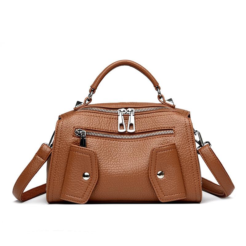 

Трендовая кроссбоди-сумка большой вместимости с ручкой и модным личи-узором для поездок на работу жёлтый/коричневый