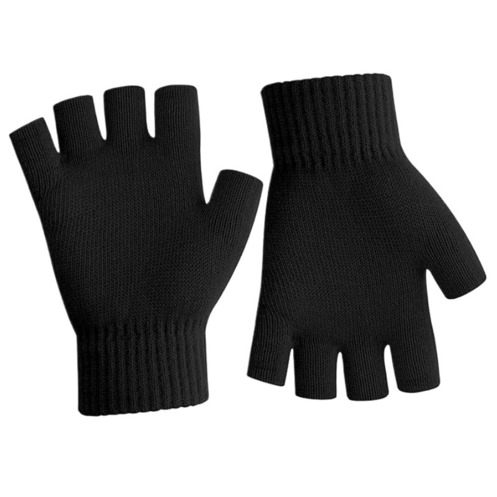 

Winter fingerless gloves women s men s warm elastic knitting cold weather adult half-finger gloves for driving чорний