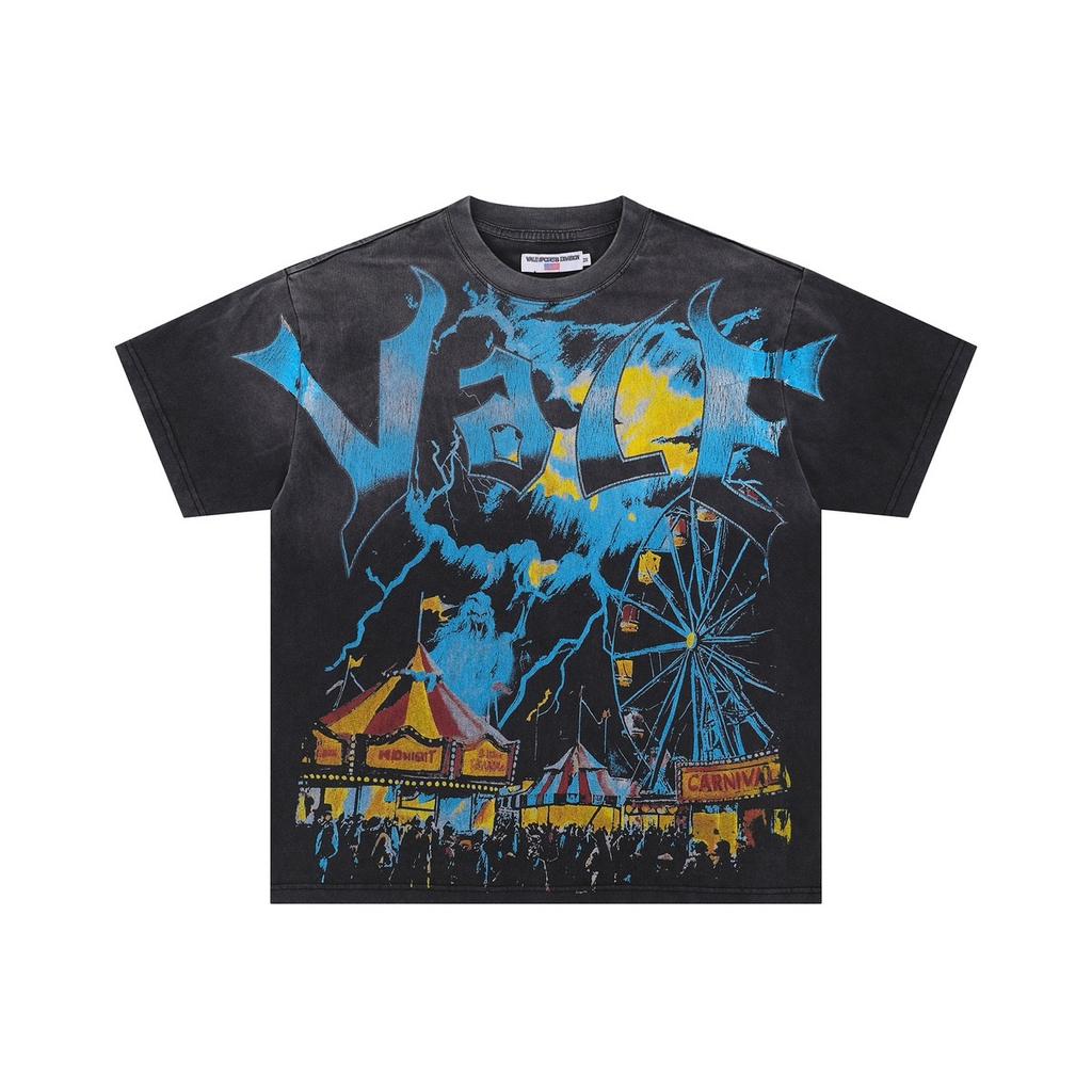 DRIPX T-shirt da uomo a maniche corte, 100% cotone, morbida, comoda e casual, vestibilità larga streetwear, modello a fantasia 'Valley Pattern 1'
