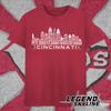 Cincinnati Baseball Greatest Of All Time Team Legends, Cincinnati City Skyline Shirt and kids tshirt