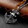 Men's Necklace, Skeleton Boat Anchor Pendant, Men's Hanging Jewelry Pendant, Steel Chain