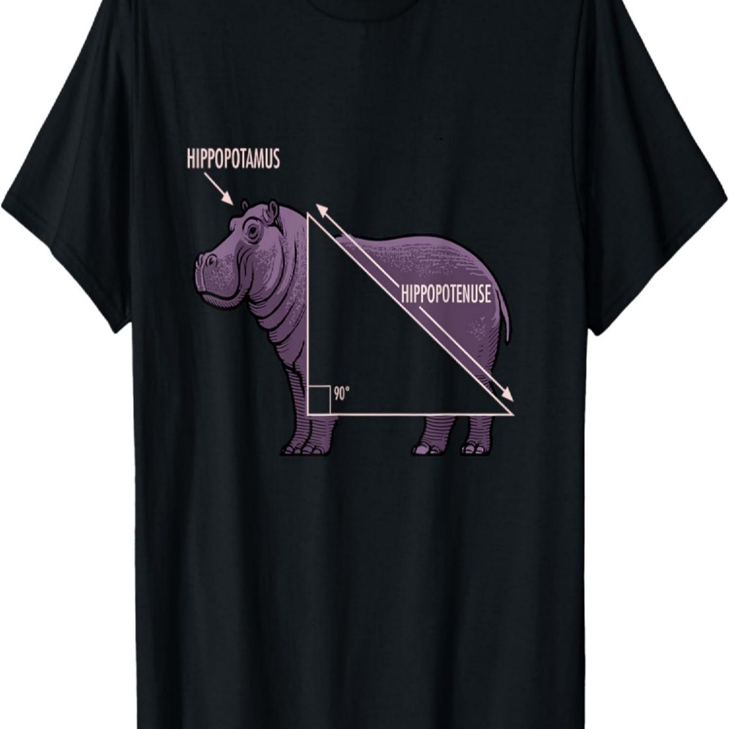 Hippopotenuse Funny Hippo Math Pun Design T-Shirt S чёрный