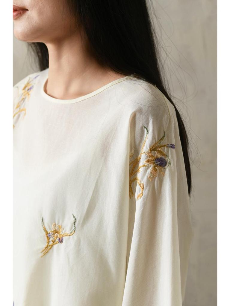 2025 Summer Artistic Retro Cotton Embroidered Half Skirt - Chinese Zen Style for Women
