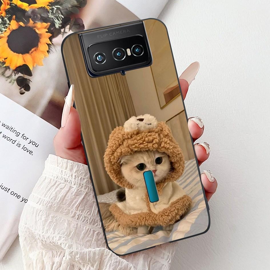 For Asus Zenfone 7 ZS670KS Case I002D Popular Flower Soft Black Silicone Phone Cover For Zenfone 7 Pro ZS671KS Funda I002DD Capa