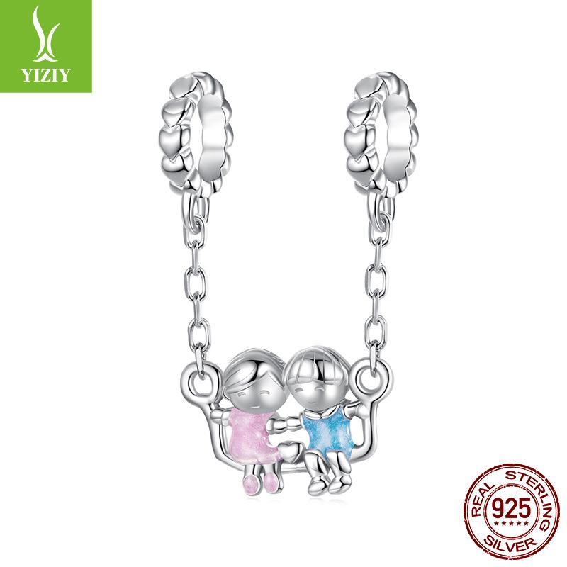 Romantic Childhood Sweetheart Diy Pendant Accessories S925 Sterling Silver Boys And Girls Safety Chain Decoration