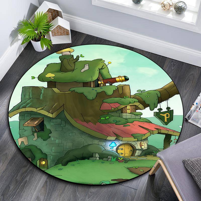 Amphibia pattern round rug,Carpet Rug for Living Room Bedroom Playroom ,Non-slip Floor Mat,Holiday Gifts and Birthday Gifts.