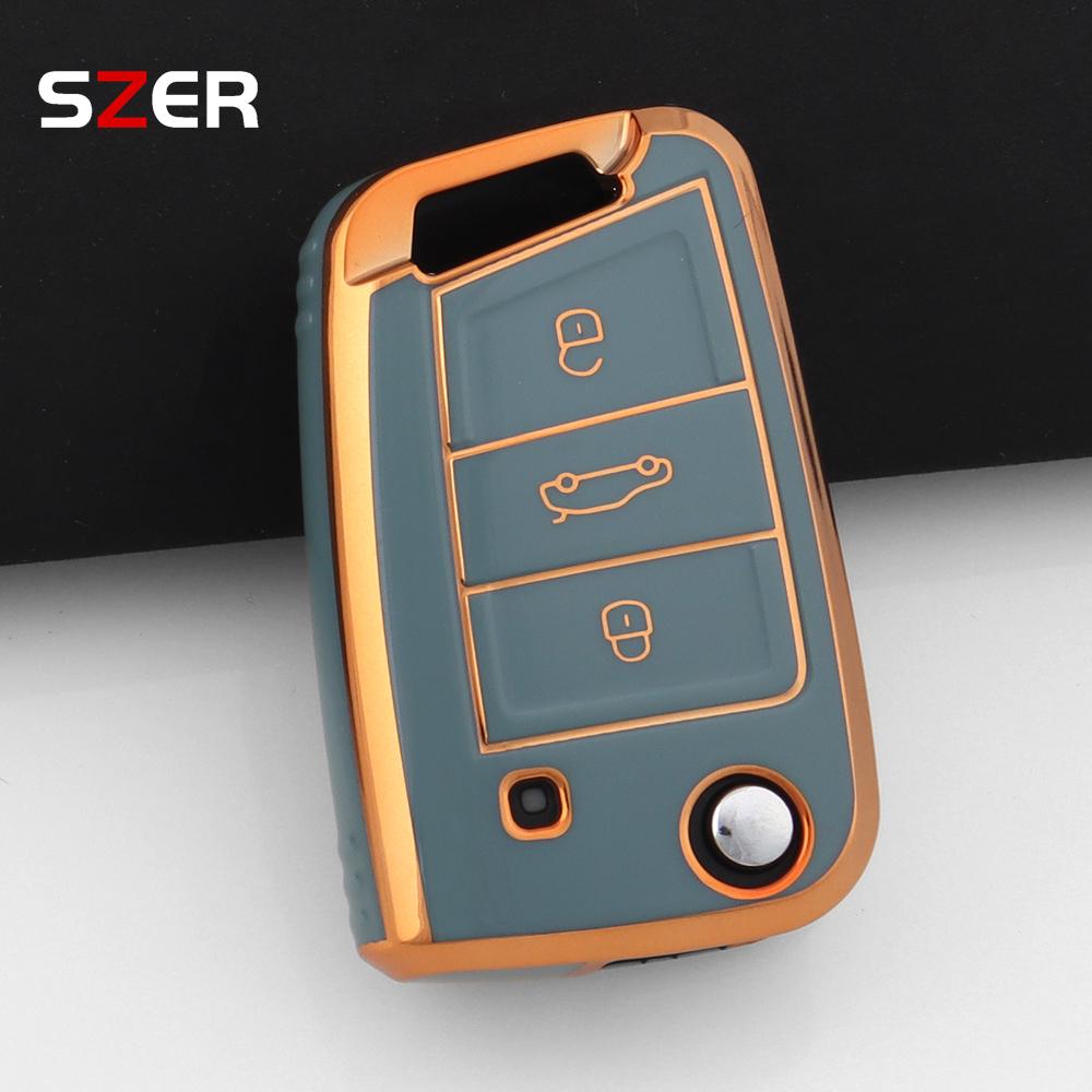 Tpu Red Car Key Case Cover Holder Keychain For Vw Volkswagen Golf 7 Mk7 Tiguan Mk2 For Seat Ateca Leon Fr 2 Ibiza Skoda Octavia