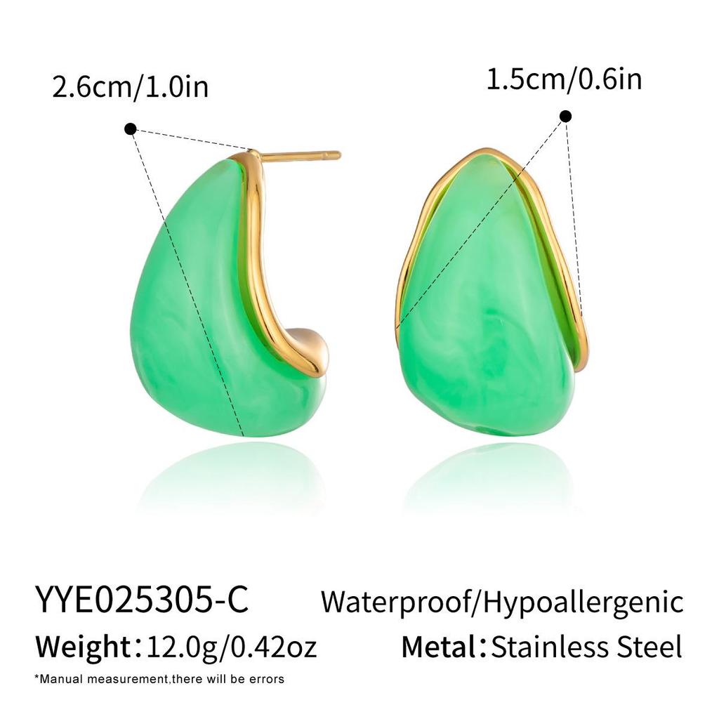 Xia Ling 18K Gold-Plated Dopamine Resin Stud Earrings for Women