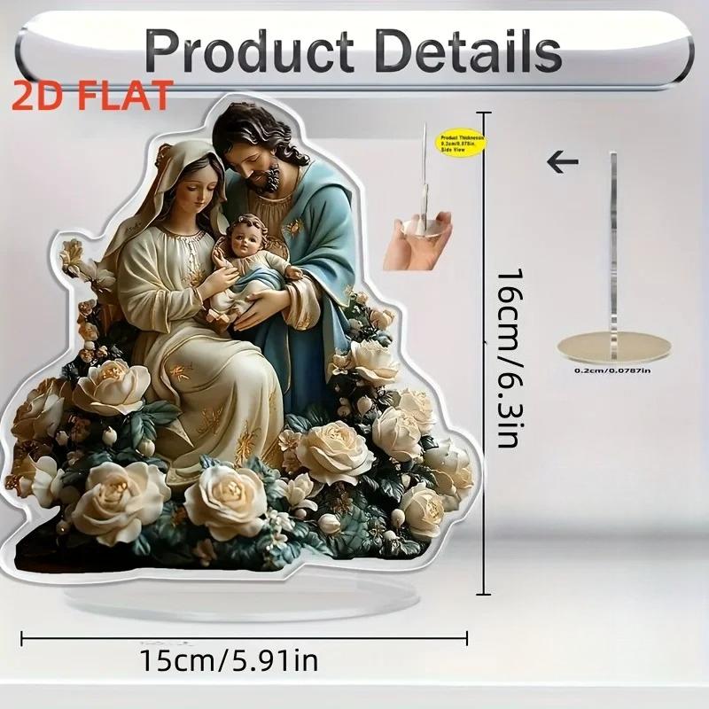 2D Flat Nativity Scene Acrylic Desktop Decoration, Flower, Home Decor Plaque Hanging Wall Art Decorative Garden Decoration for Room Door Signs Hanging