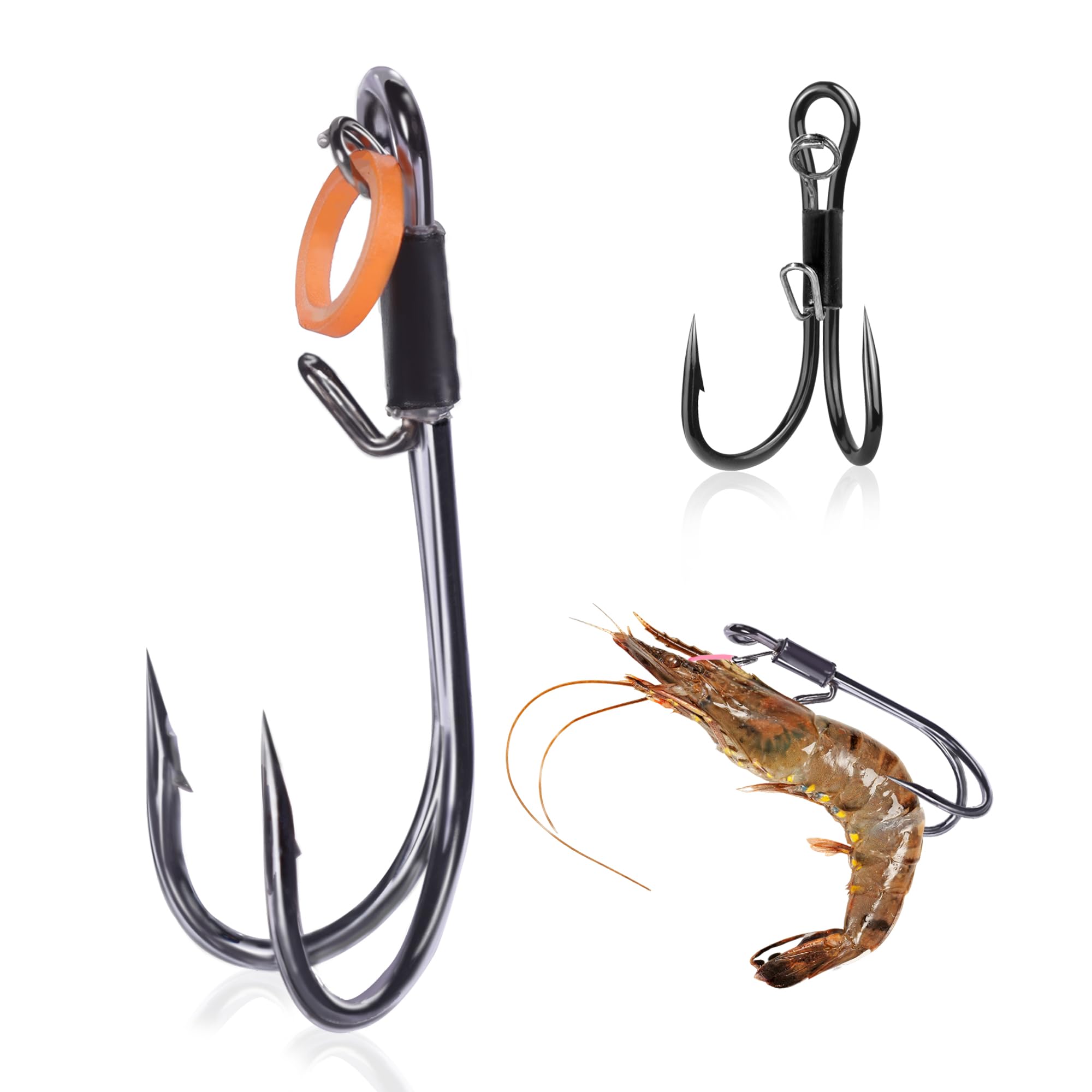 9KM DWLIFE Live Shrimp Hooks 10 Pieces Live Shrimp Fishing 1/0#
