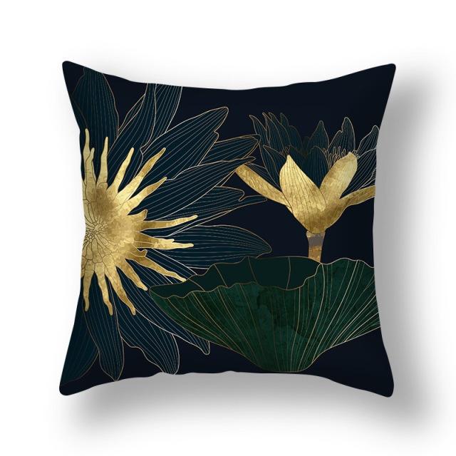45X45Cm Single Pillow Case Ginkgo Leaf Printed Peach Skin Velvet Pillow Case with Green Gold Leaf Home Sofa Decoration Cushion Cover Cushion Cover