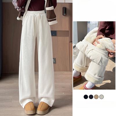 Women High Waist Casual Loose Pants Straight Wide Leg Female Thick Baggy Trousers