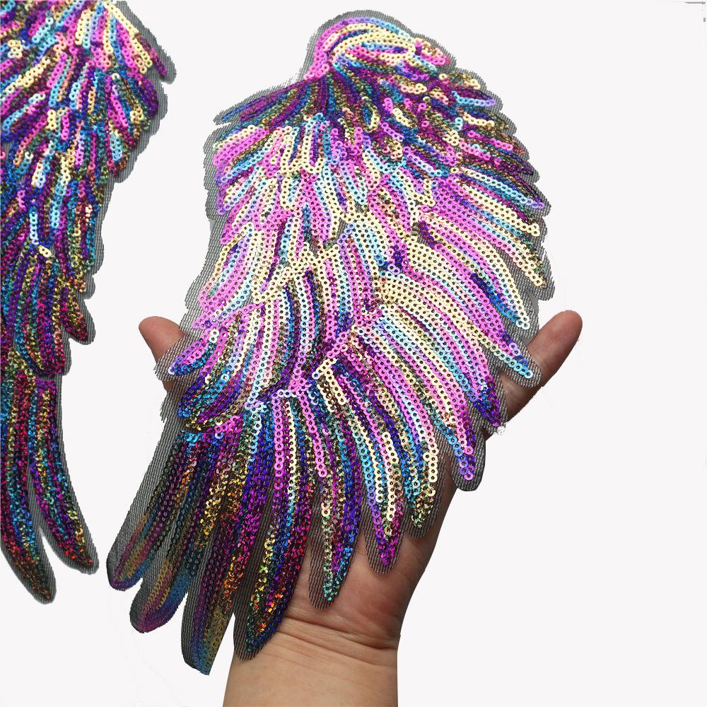 2pcs Iron On Embroidered Badges Appliques Sequins DIY Craft Patch