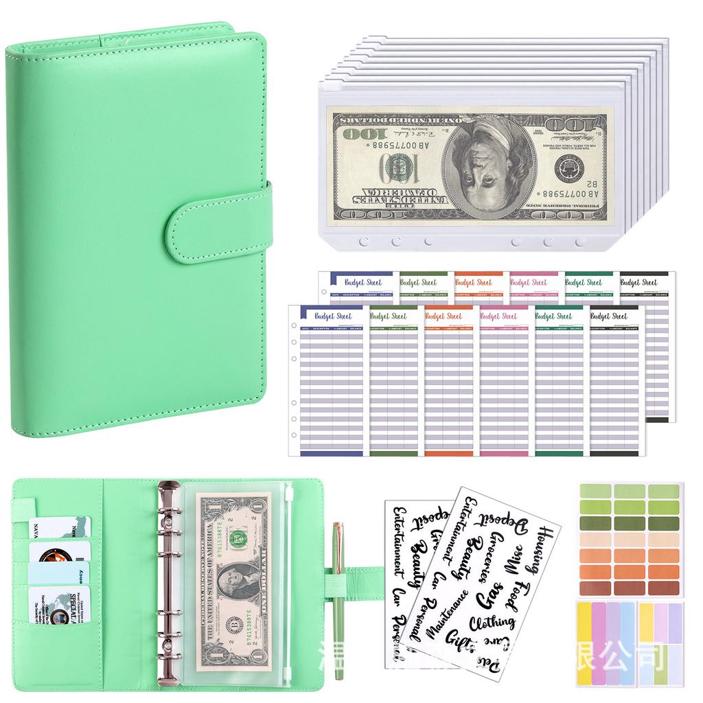 A6 Binder Case Cash Budget Book Macaron PU Leather Notebook Handbook