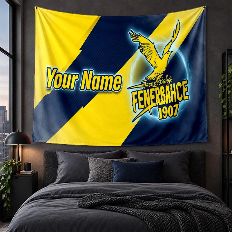 Arazzo Personalizzato da Appendere alla Parete Tessuto con Sfondo Artistico Modello Fenerbahçe FC