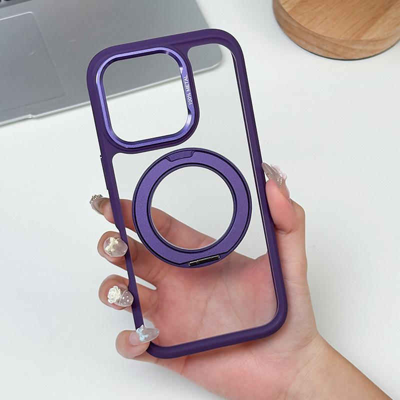 For Apple 13/14/15/16/17 Series Transparent Simple Magnetic Lazy Stand for IPhone Case