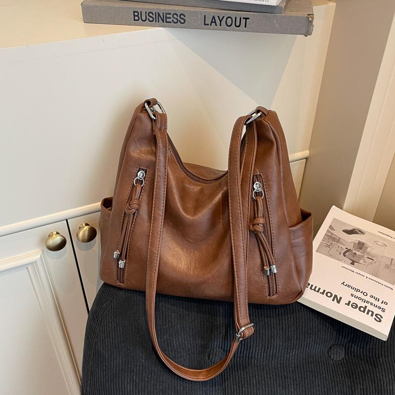 

Сумка большой вместимости женская новая сумка-мессенджер модная нишевая сумка для поездок на работу для студентки колледжа на плечо сумка-тоут для поездок на работу коричневый