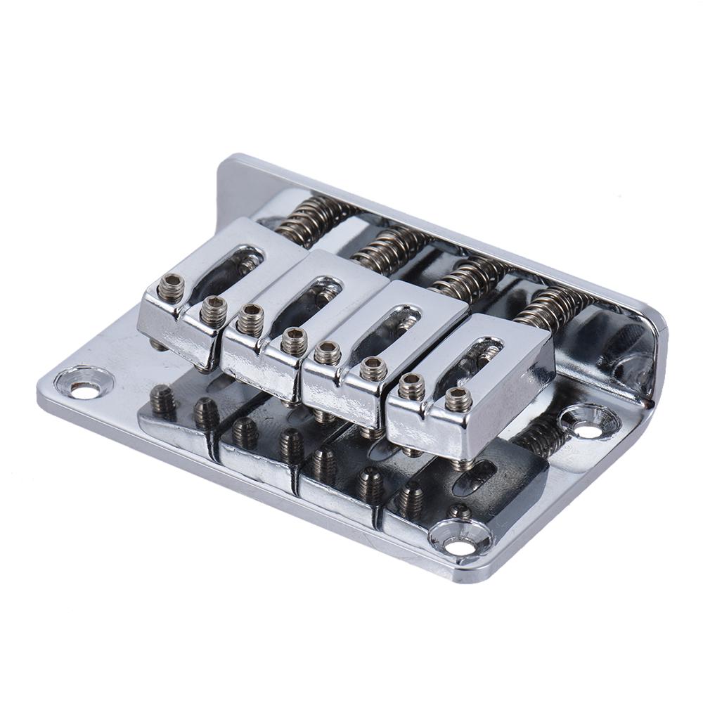 4 String Fixed Hard tail Tailpiece Bridge Set for Electric Ukelele Silver