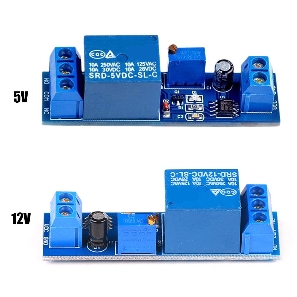 Módulo ajustável de interruptor de temporizador NE555 com atraso de 0 a 10 segundos, módulo de relé de desconexão e atraso elétrico automotivo