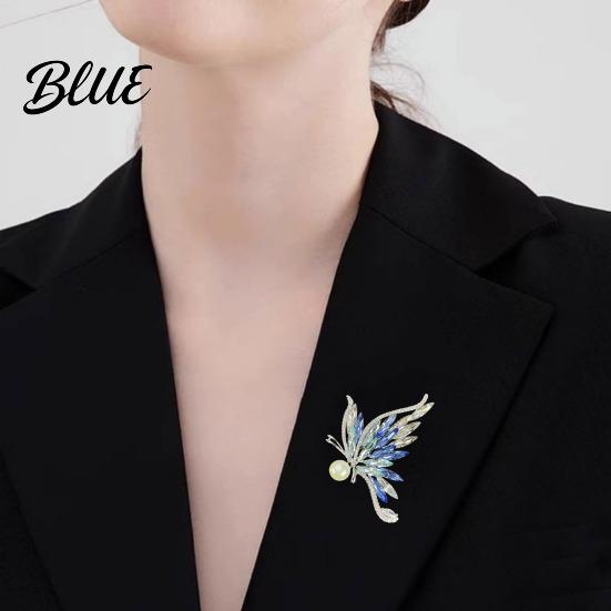Sparkling Butterfly Brooch Faux Crystal Imitation Pearl Inlay Alloy Shape