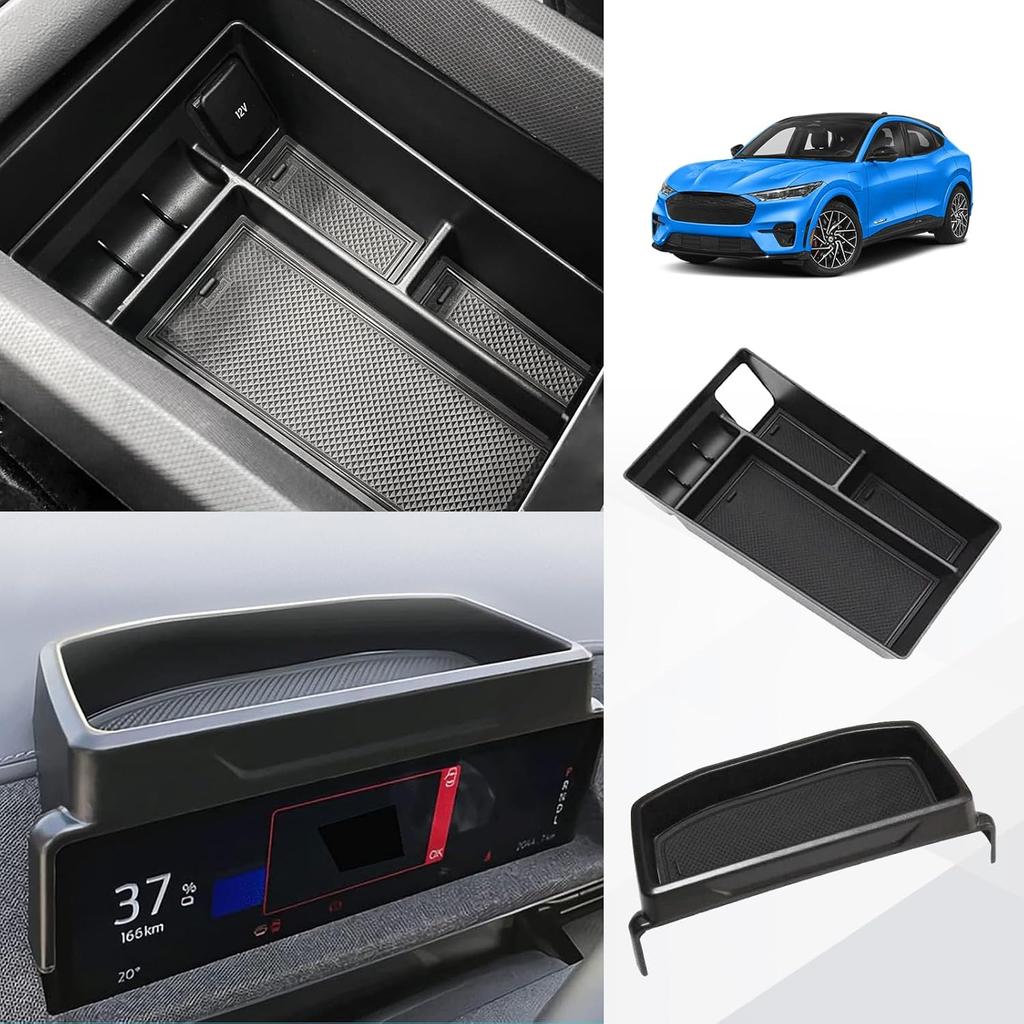 BestEvMod AOSK Compatible with Mustang Mach-E Armrest Storage Box Organizer Center Console Tray Accessories 2021 2022 2023 2024(V1) NOT FIT 2025