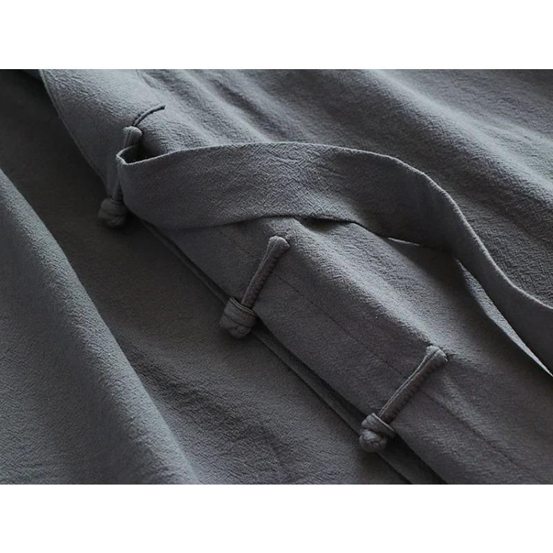 Oversize Men Linen Cardigan Japanese Style Long Bathrobe Yukata Haori Harajuku Samurai Costume Streetwear