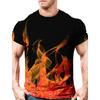 3D Print Flame Graphic Tshirts For Men Streetwear Summer Short Sleeve Men's Oversized T Shirt