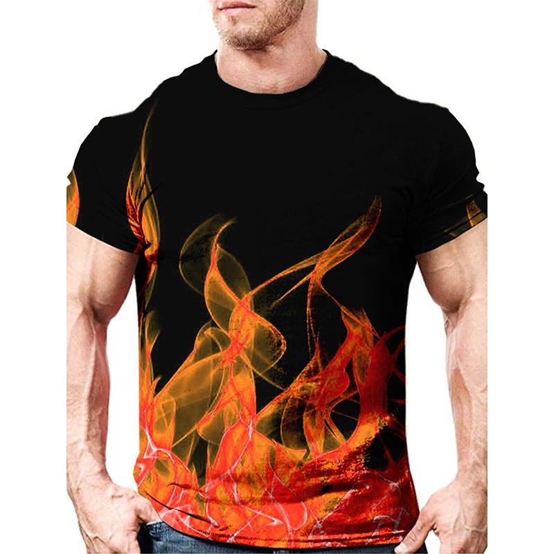 

3D Print Flame Graphic Tshirts For Men Streetwear Summer Short Sleeve Men s Oversized T Shirt S