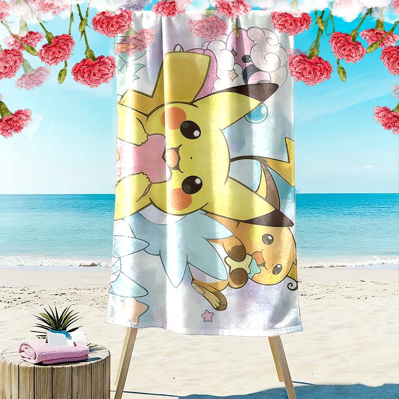 Pokémon Print Beach Towel, Large Soft Quick Dry Towel for Beach Camping Swimming