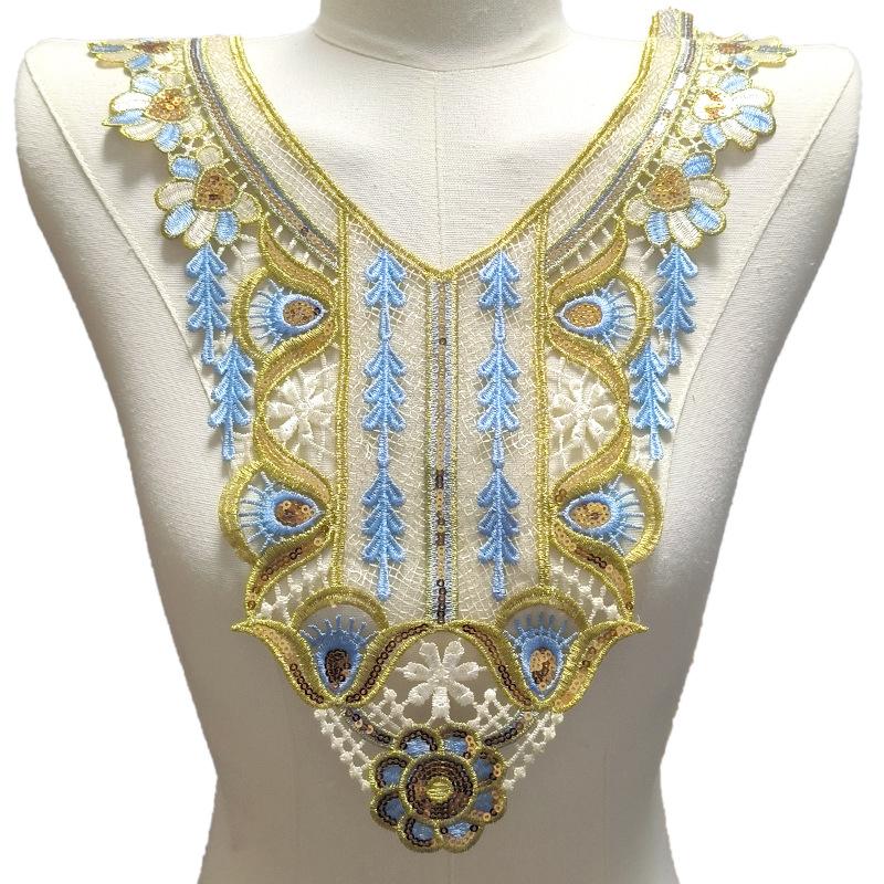 Color Embroidered Collar, Beaded Corsage, Color Embroidered Fake Collar, Hollow Collar, Water-soluble Lace Cloth Sticker.