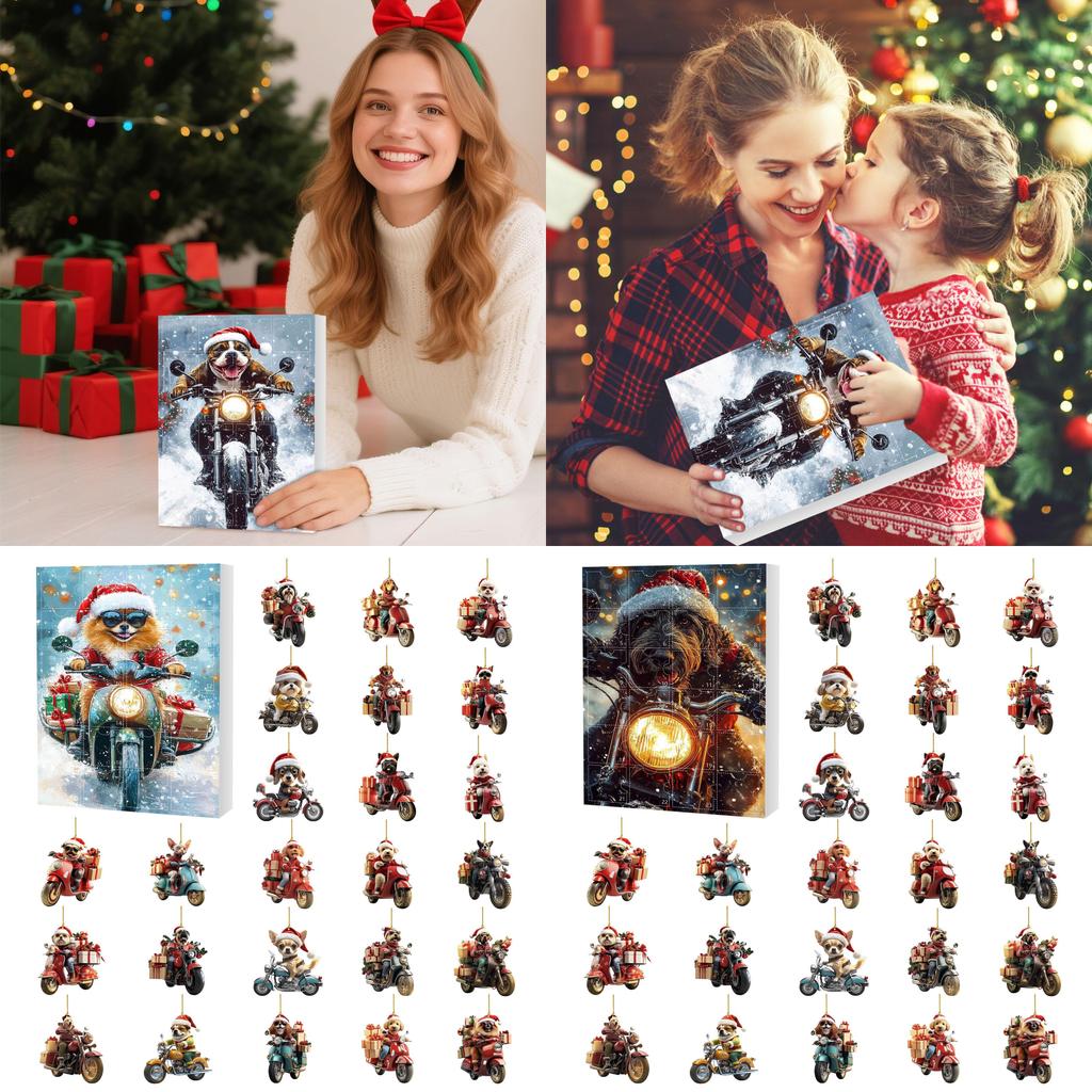 Christmas Dog Themed Advent Calendar With Acrylic Material And 24 Decor Accessories For Holiday Decor
