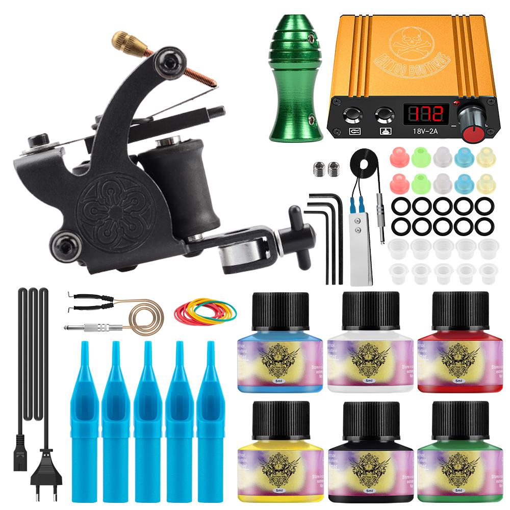 PHOENIXY Tattoo Kit 6 Colors Tattoo Inks, Tattoo Gun Machines, Grips, Power Supply, and Accessories Set for Beginners