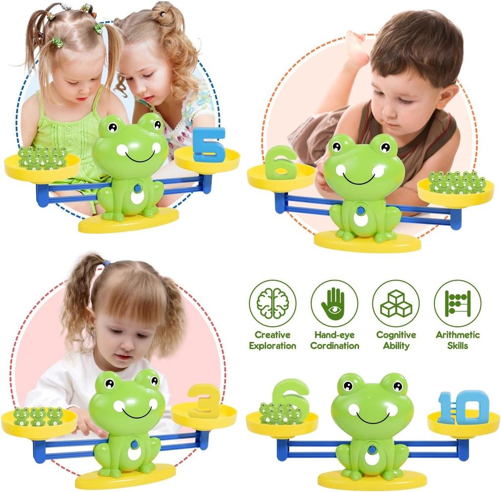 Frosch Waage Spielzeug, Zahlen Zählbausteine Spiele, Montessori Mathe Spiele für Kinder, Vorschule Kindergarten Lern Geschenk