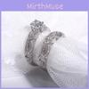 Elegant 2-in-1 Womens White Retro Engagement Wedding Band Heart Rings Set For Brides