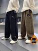 Boys' Spring/Autumn 2025 Velvet Sports Pants: Trendy, Loose Street-Style for Kids