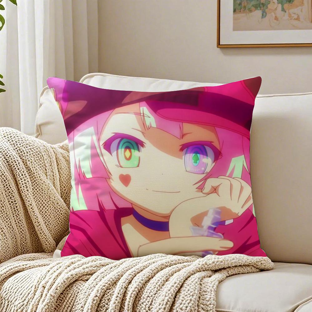 No Game No Life Anime Cushion Cover Linen Minimalist Soft for Sofa Bed Home Room Decor