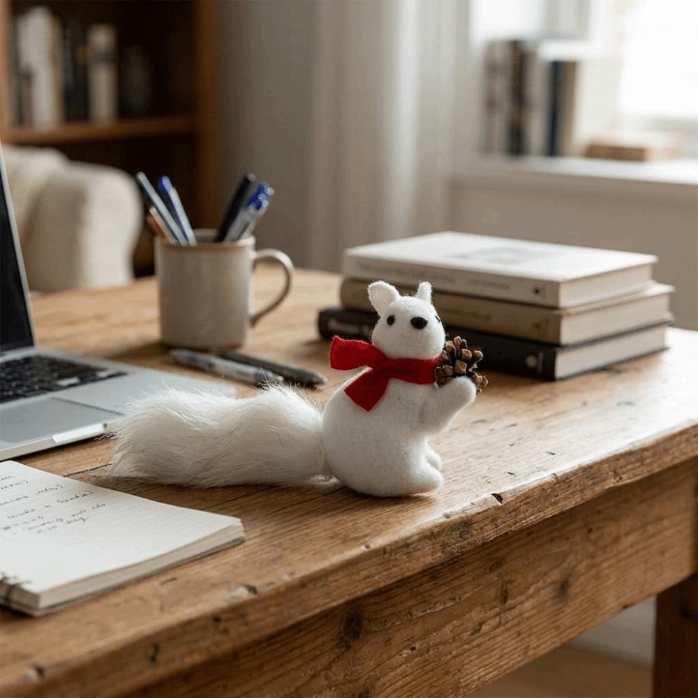 Lightweight Flocked Squirrel Ornaments Plush Texture Dual-use Tabletop Ornament  Xmas