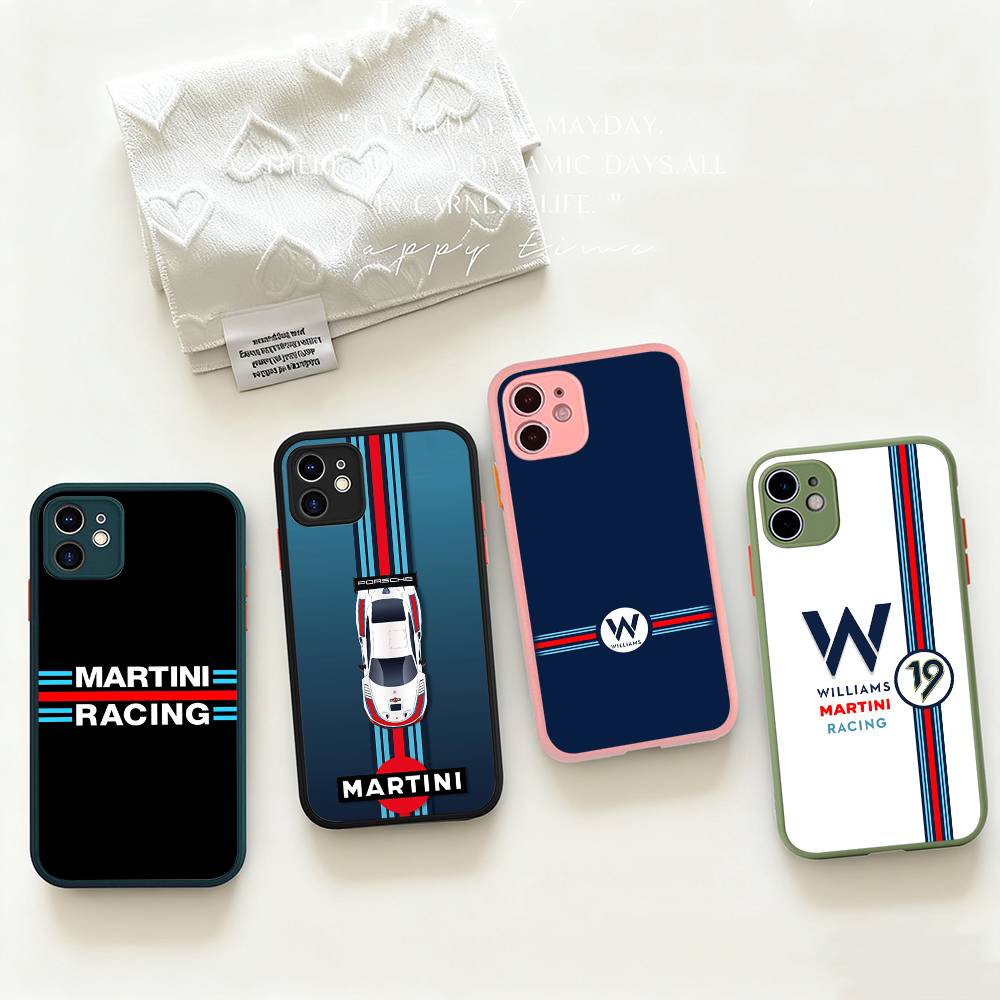 Custodia protettiva opaca a strisce orizzontali M-Martini Racing per iPhone 16 15 14 13 12 11 Pro Max X XS MAX Custodia protettiva