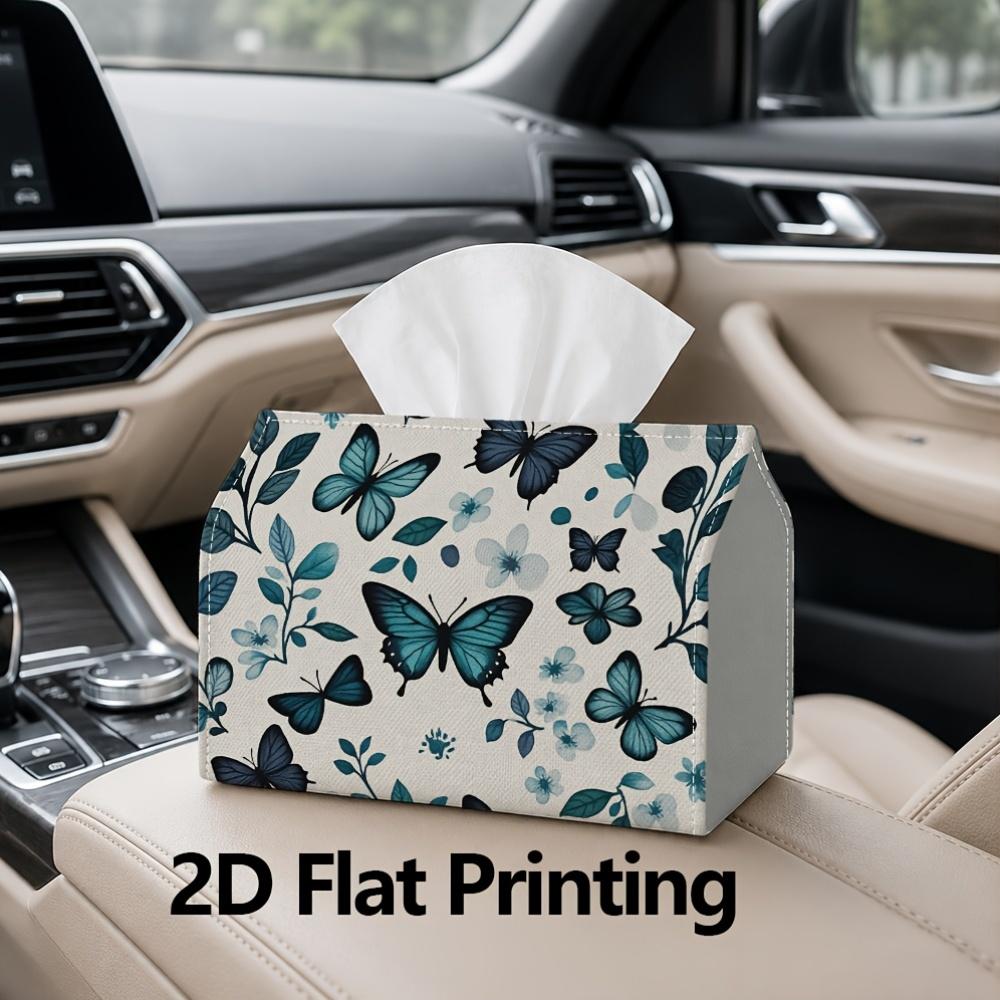1pc, 2D Flat Printing, Tissue Box Butterfly Flower Pattern Printed Tissue Box, Suitable for Vacation Home Decoration, Kitchen, Living Room, Car Holida