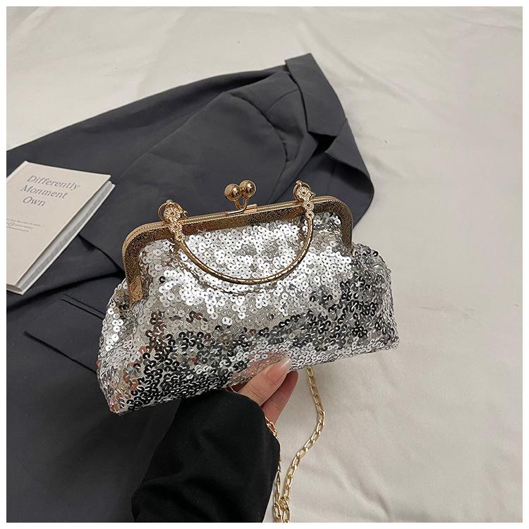 2025 New Dinner Bag Fashion Celebrity Clutch Bag One Shoulder Oblique Span Bag Versatile Sequin Bag Women's Small Handbag
