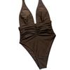 Women’s Sexy Deep V Monokini Bathing Suit Halter Backless Bikini Swimwear One-Piece Solid Color Swimsuit
