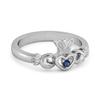 Blue Sapphire Claddagh Ring - 925  Sterling Silver