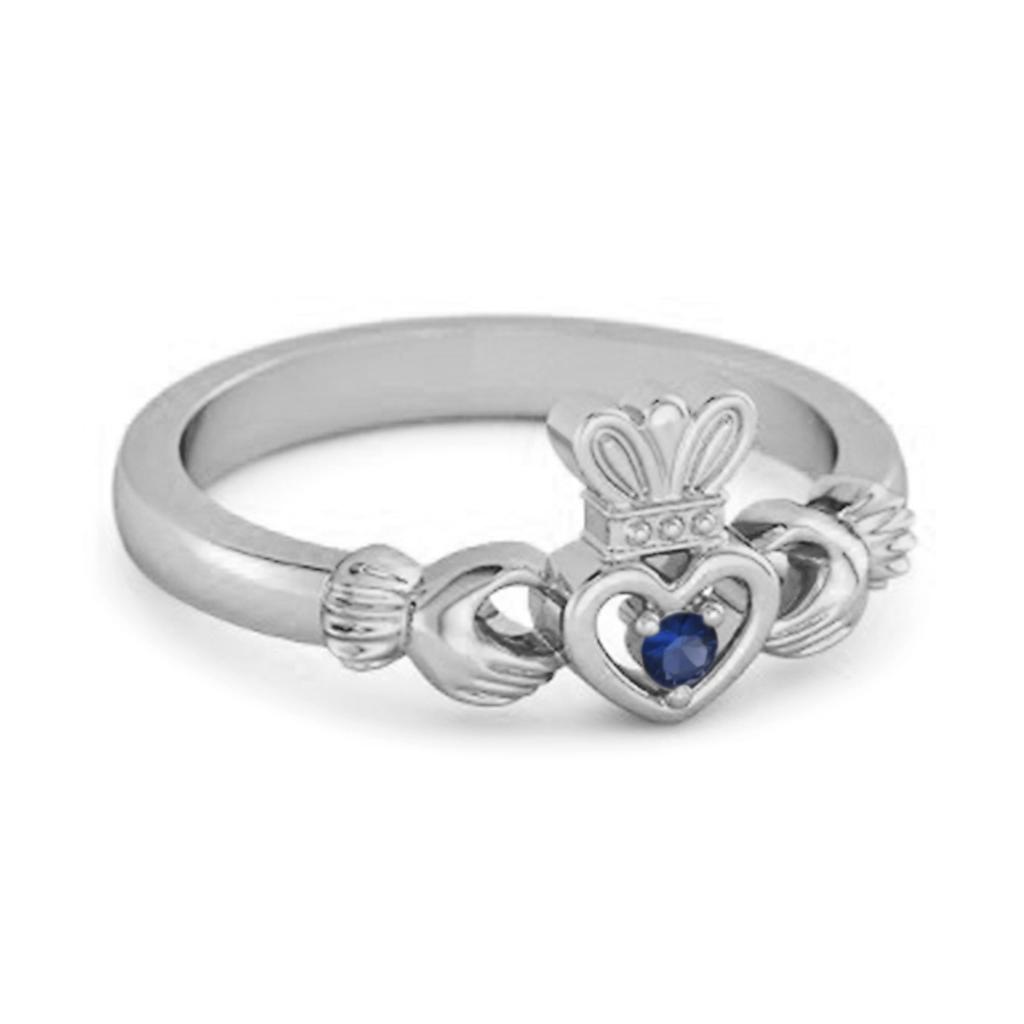 Blue Sapphire Claddagh Ring - 925  Sterling Silver