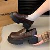 Muffin platform loafers women's spring and autumn 2025 new French thick-heeled single shoes British versatile small leather shoes