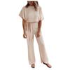 Women Fashion Leisure Solid Color Lace-Up Short Sleeves Female Jumpsuit
